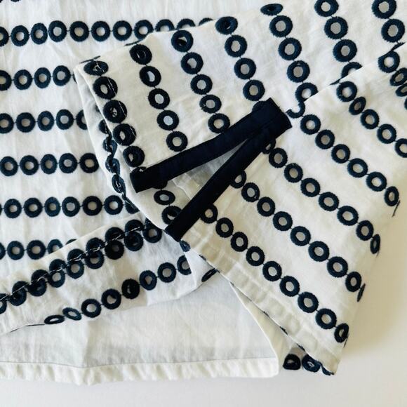 Duffield Lane Eyelet Bridgeport White Navy Tunic Shift Dress Size Large Nautical - Picture 5 of 8